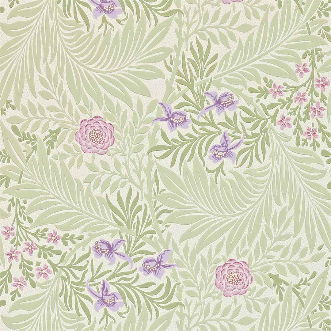 Morris And Co Larkspur Wallpaper - Olive & Lilac - 212555 | Modern 2 Interiors