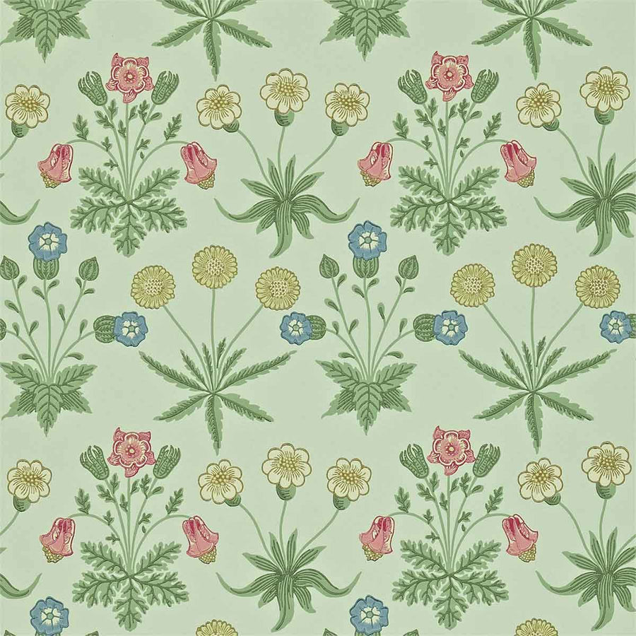 Morris And Co Daisy Wallpaper - Pale Green & Rose - 212559 | Modern 2 Interiors