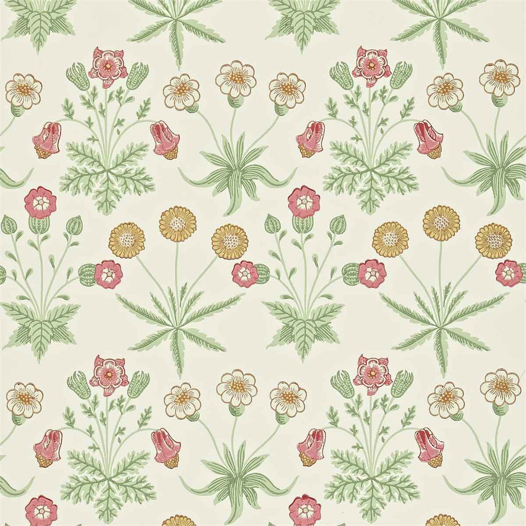 Morris And Co Daisy Wallpaper - Willow & Pink - 212562 | Modern 2 Interiors
