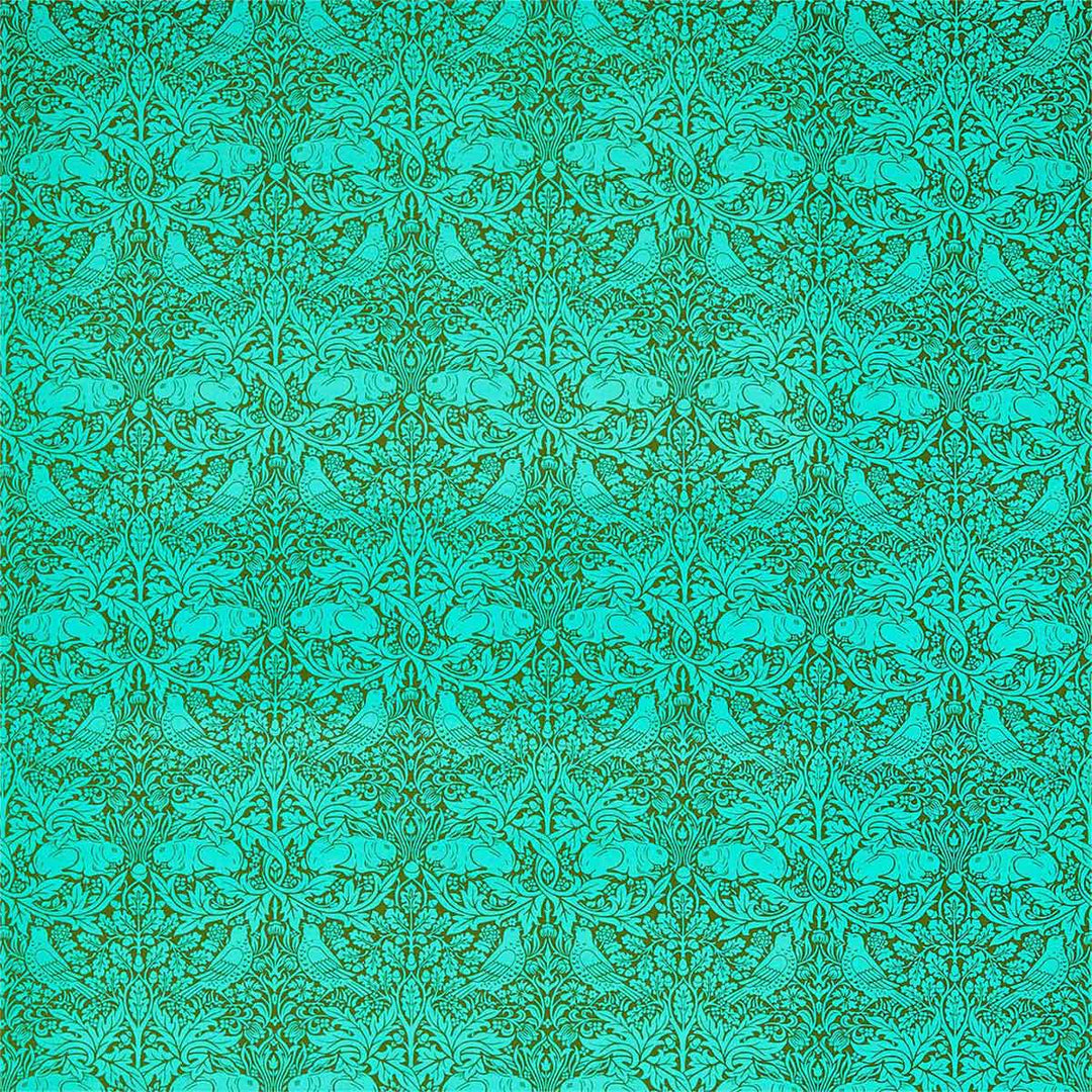 Brer Rabbit Olive & Turquoise Fabric by Morris & Co - 226848 | Modern 2 Interiors