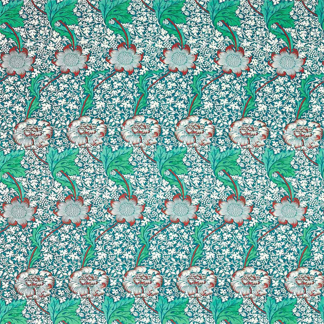 Kennet Aqua & Pink Fabric by Morris & Co - 226857 | Modern 2 Interiors