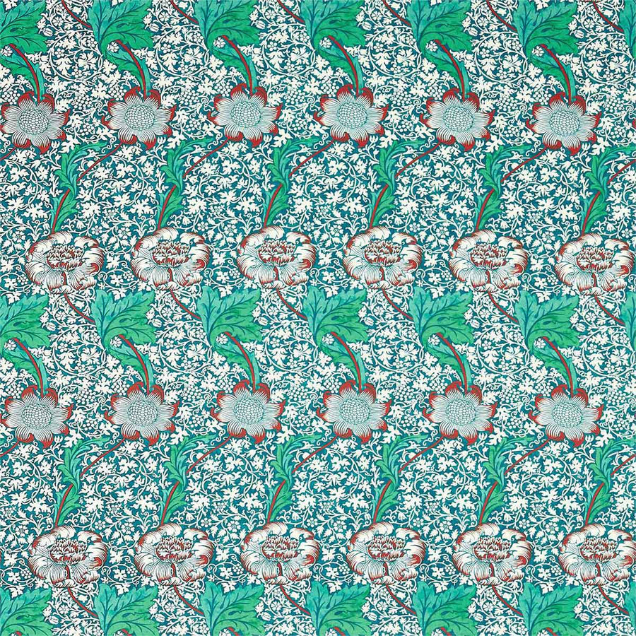 Kennet Aqua & Pink Fabric by Morris & Co - 226857 | Modern 2 Interiors