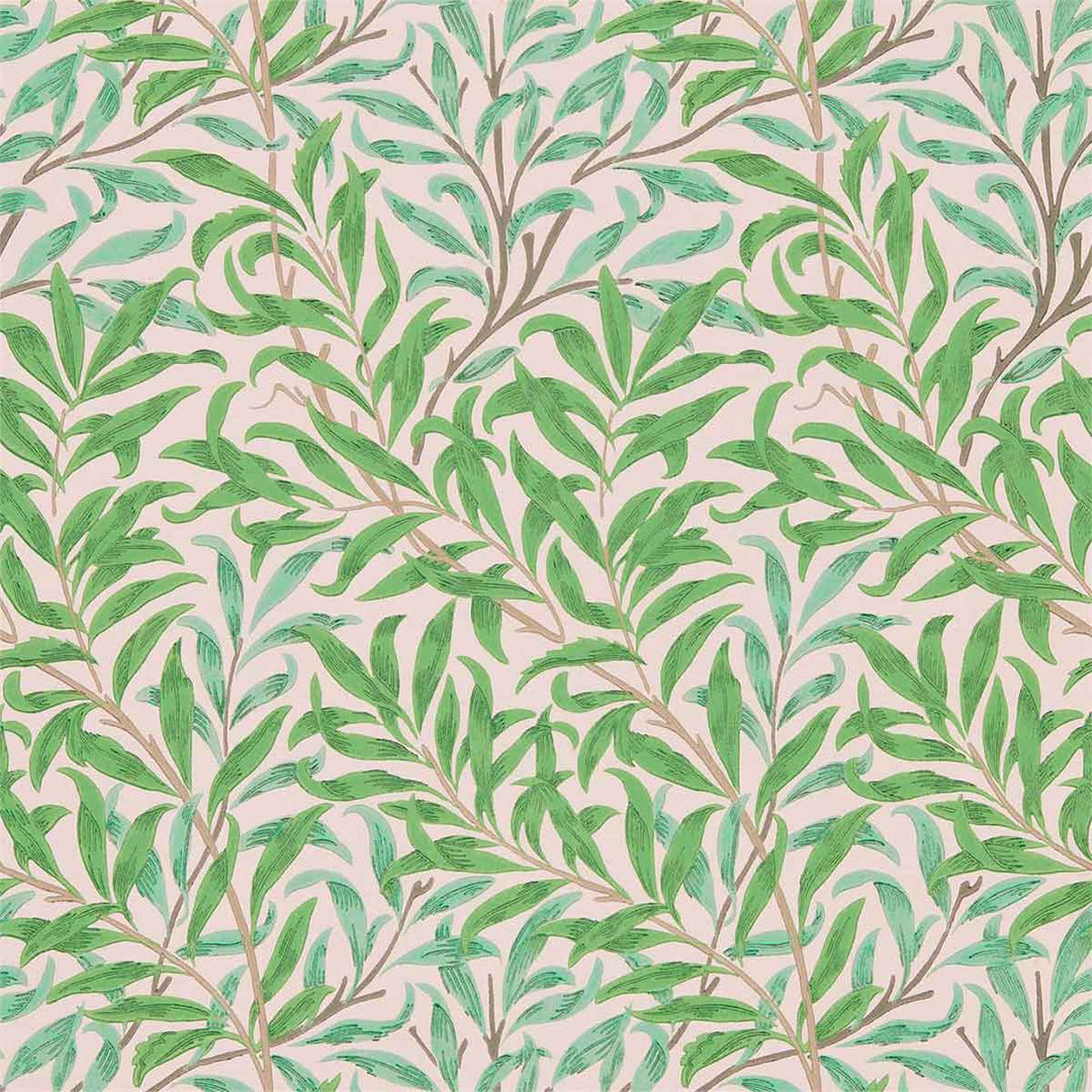 Morris And Co Willow Bough Wallpaper - Pink & Leaf Green - 216949 | Modern 2 Interiors