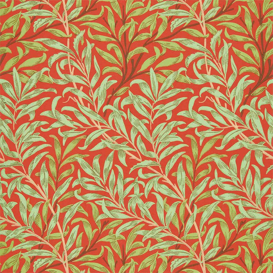 Morris And Co Willow Bough Wallpaper - Tomato & Olive - 216951 | Modern 2 Interiors