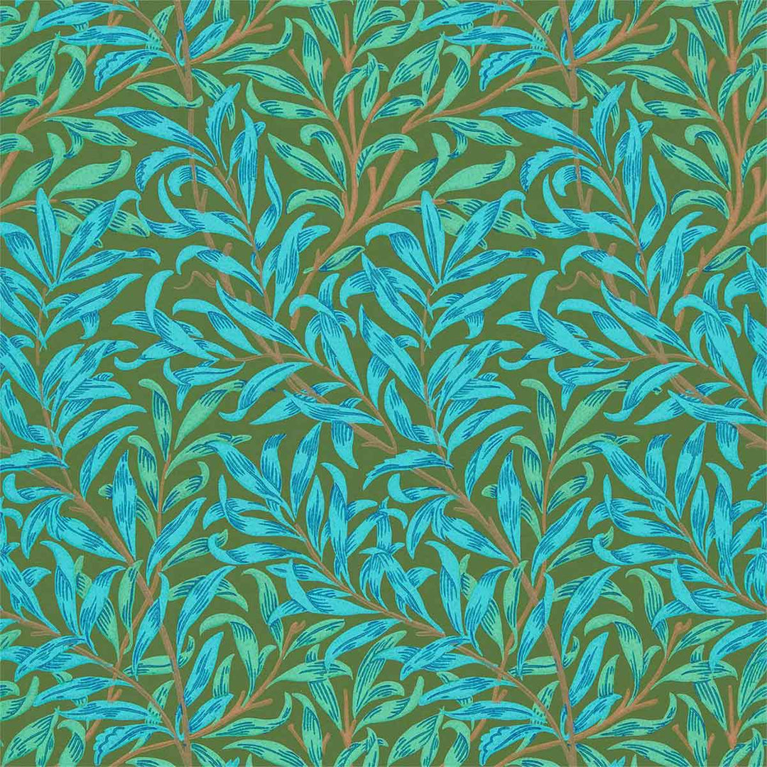 Morris And Co Willow Bough Wallpaper - Olive & Turquoise - 216952 | Modern 2 Interiors
