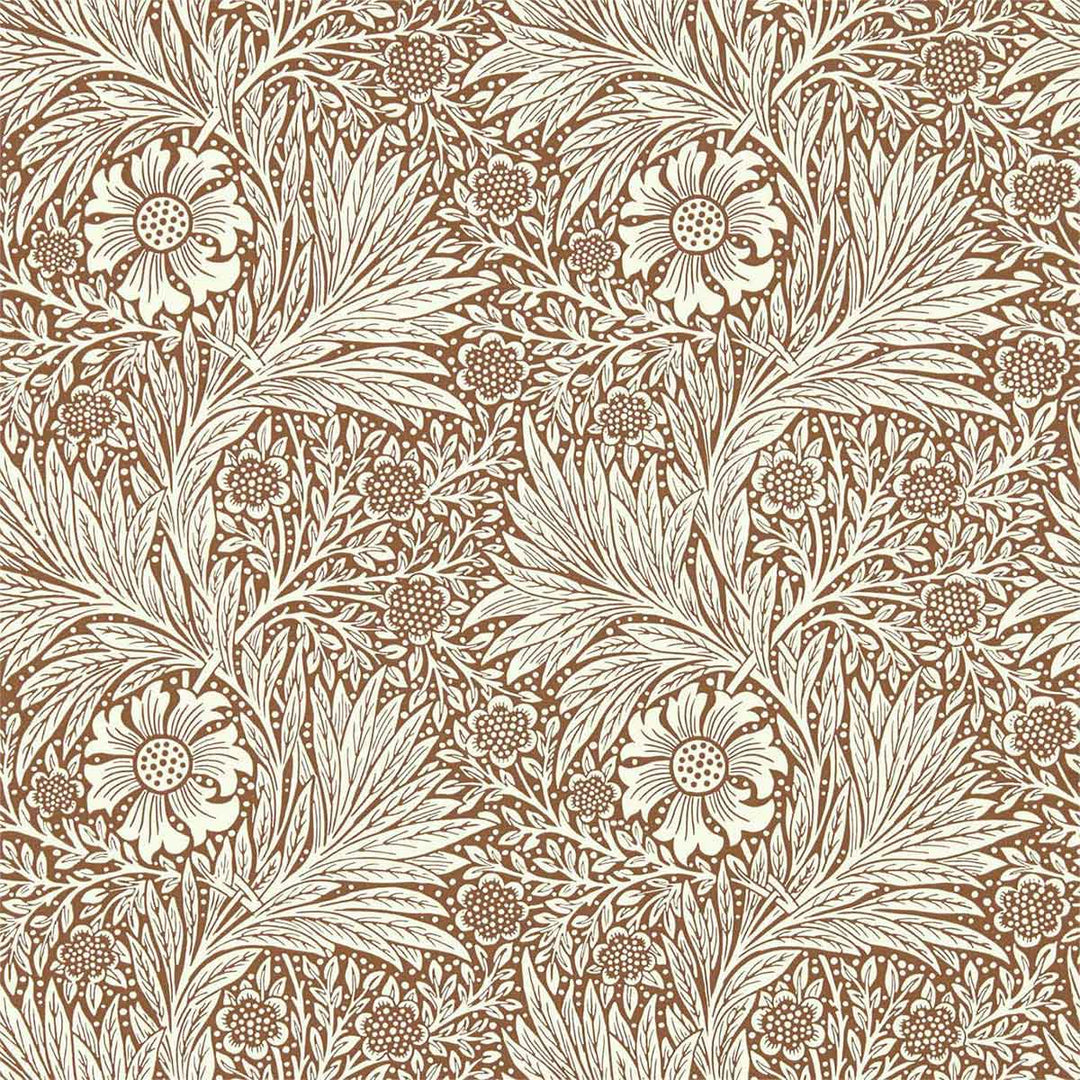 Morris And Co Marigold Wallpaper - Chocolate & Cream - 216955 | Modern 2 Interiors