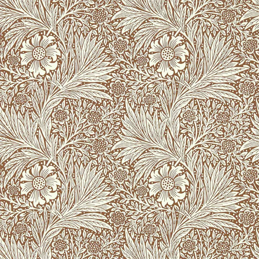 Morris And Co Marigold Wallpaper - Chocolate & Cream - 216955 | Modern 2 Interiors