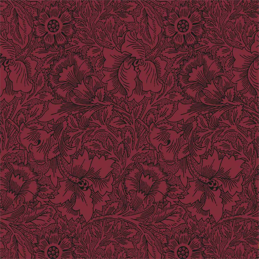 Morris And Co Poppy Wallpaper - Claret - 216956 | Modern 2 Interiors
