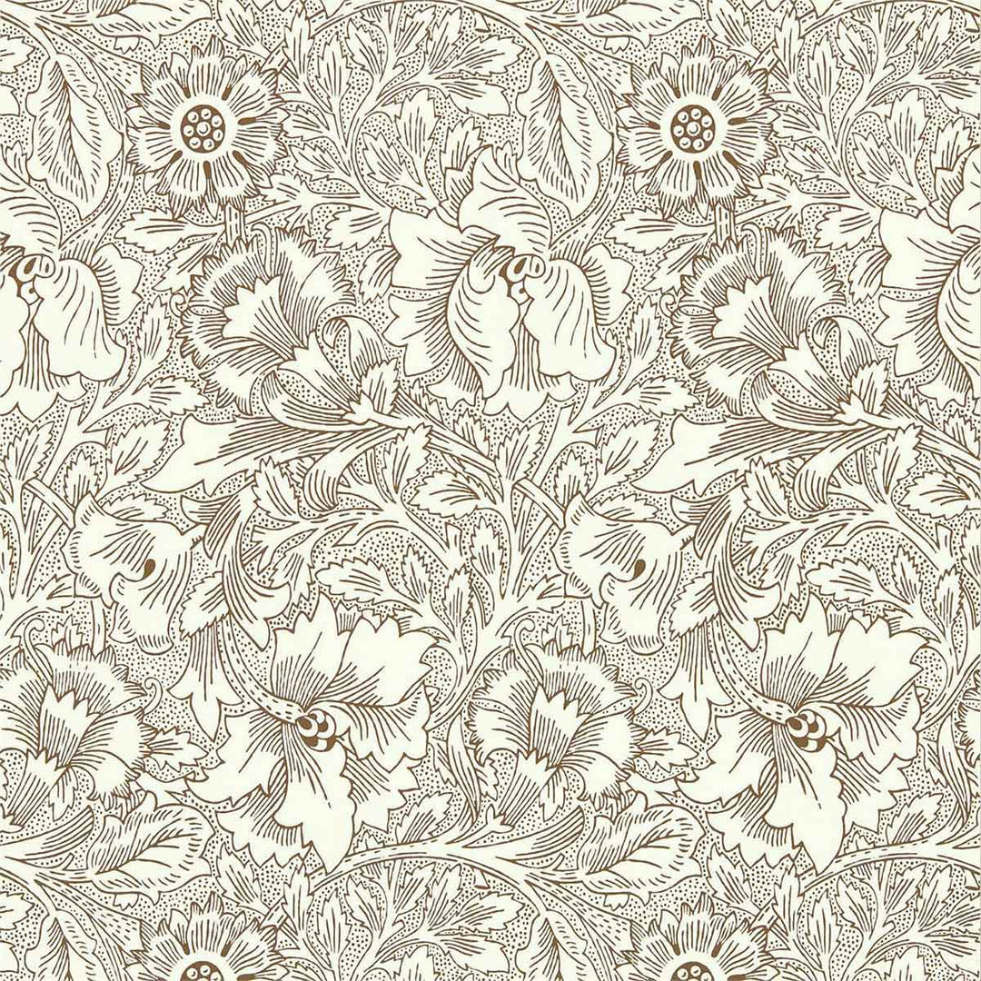 Morris And Co Poppy Wallpaper - Cream & Chocolate - 216957 | Modern 2 Interiors