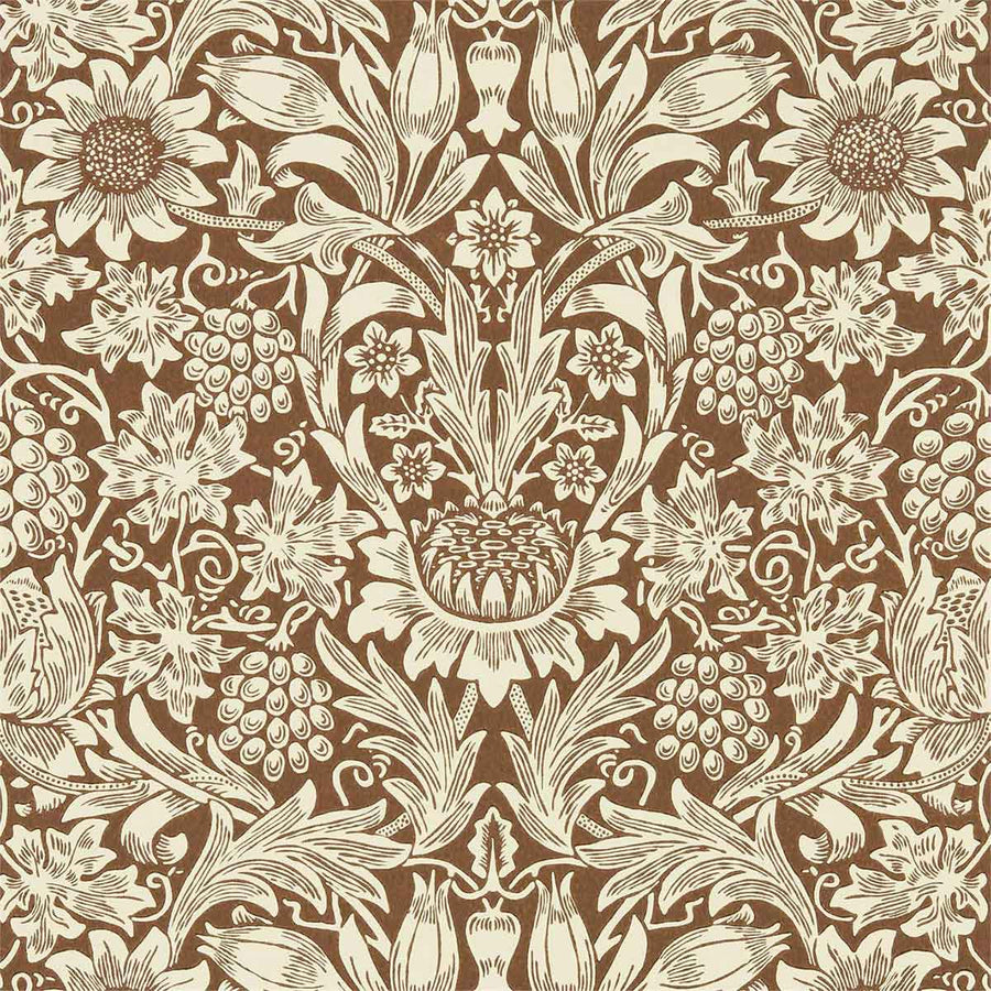Morris And Co Sunflower Wallpaper - Chocolate & Cream - 216961 | Modern 2 Interiors