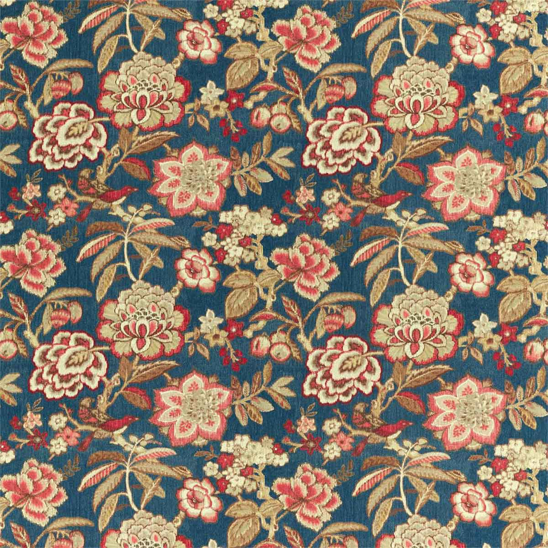 Indra Flower Indigo & Cherry Fabric by Sanderson - 226639 | Modern 2 Interiors