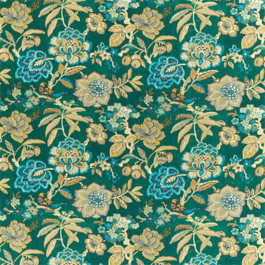 Indra Flower Emerald Fabric by Sanderson - 226640 | Modern 2 Interiors