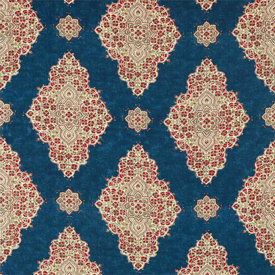Siam Diamond Cobalt & Flame Fabric by Sanderson - 226652 | Modern 2 Interiors