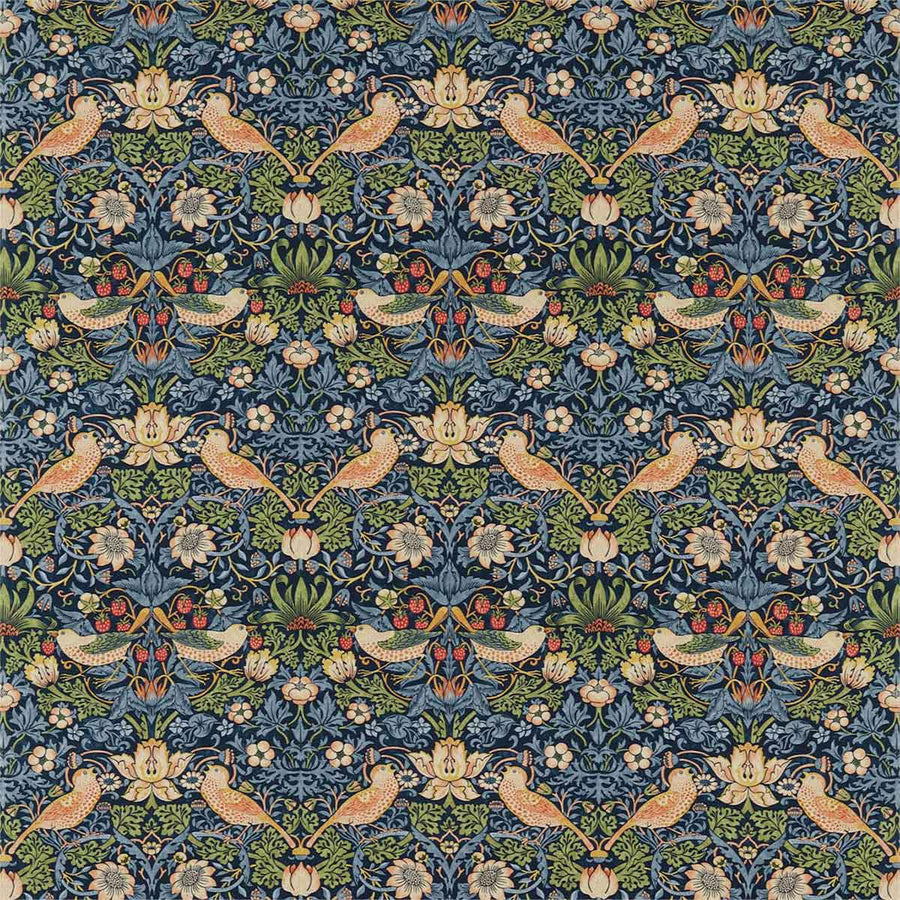 Strawberry Thief Indigo & Mineral Fabric by Morris & Co - 226685 | Modern 2 Interiors
