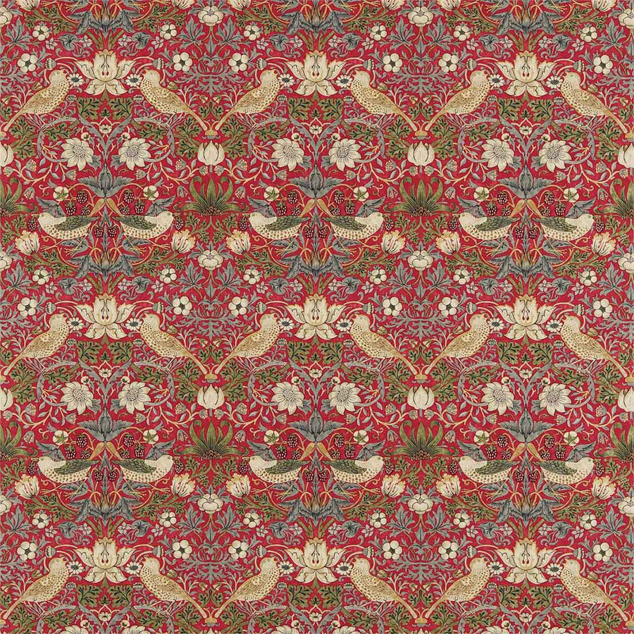 Strawberry Thief Crimson & Slate Fabric by Morris & Co - 226693 | Modern 2 Interiors