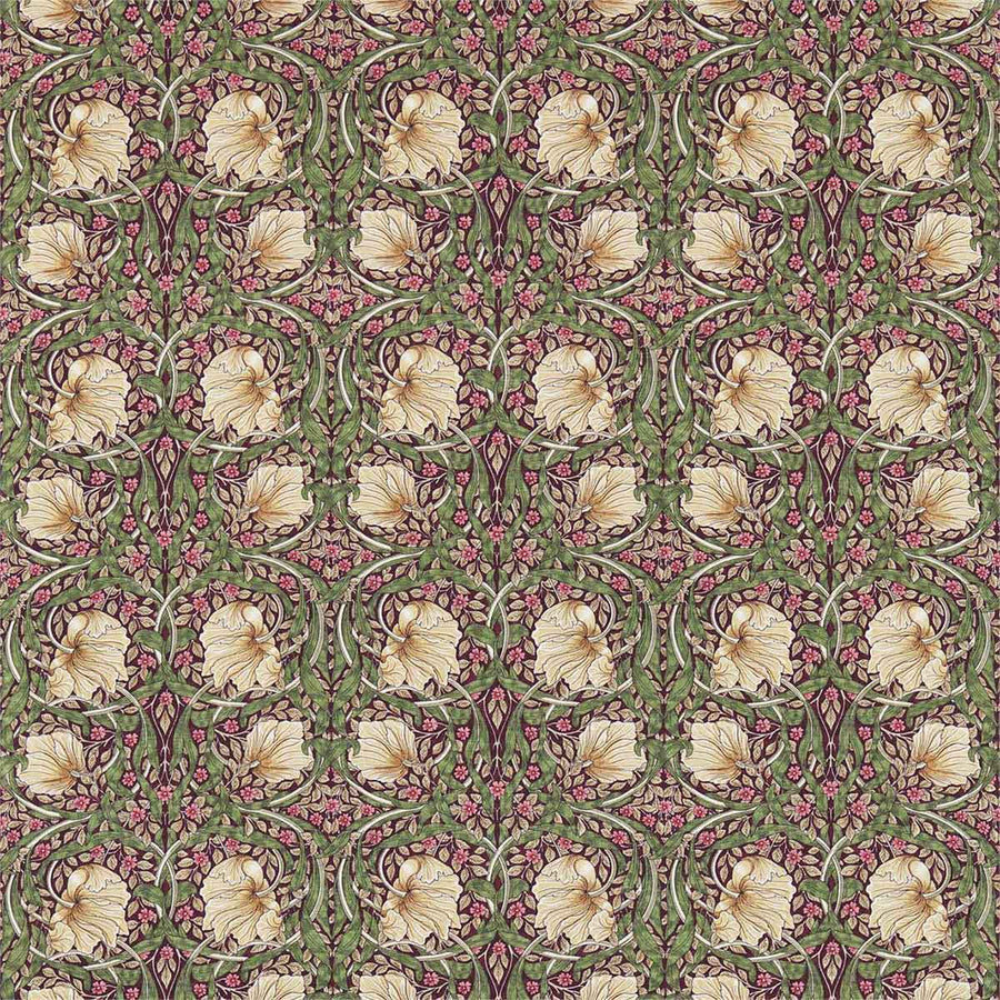 Pimpernel Aubergine & Olive Fabric by Morris & Co - 226700 | Modern 2 Interiors