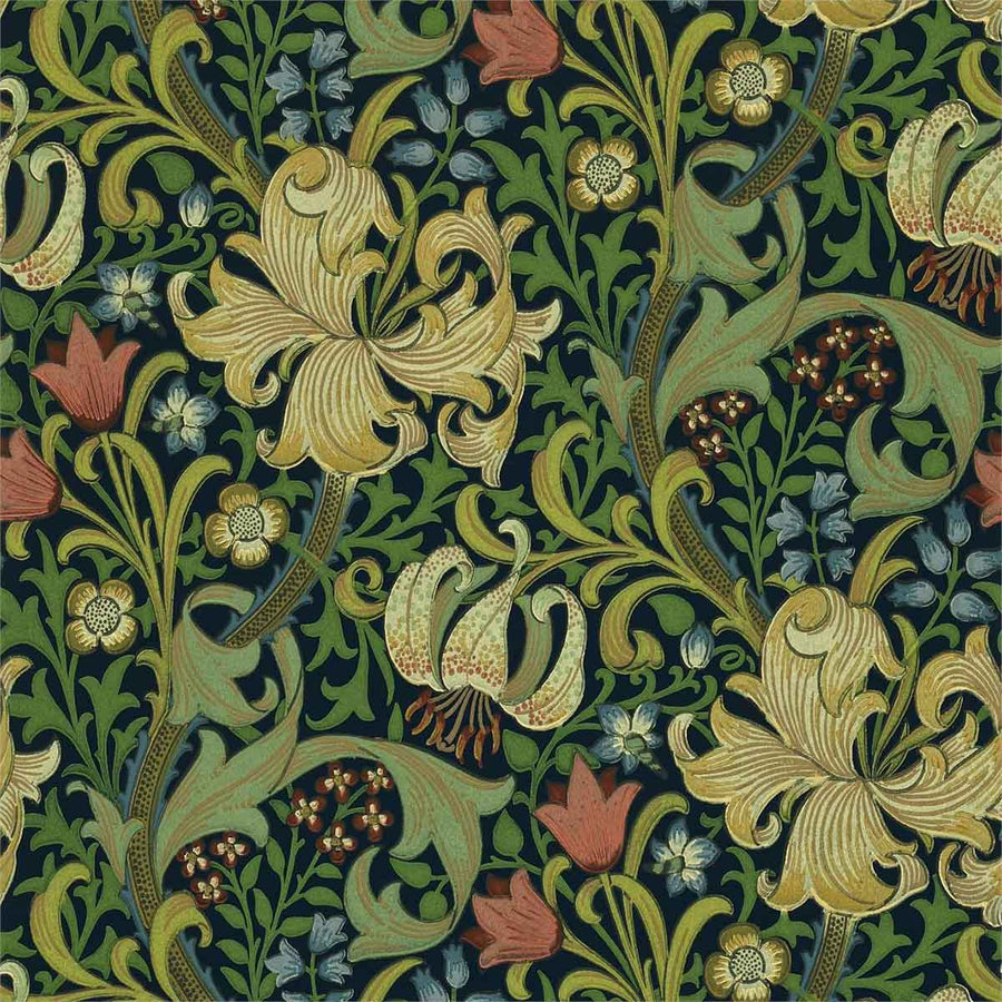 Morris And Co Golden Lily Wallpaper - Indigo - 216816 | Modern 2 Interiors