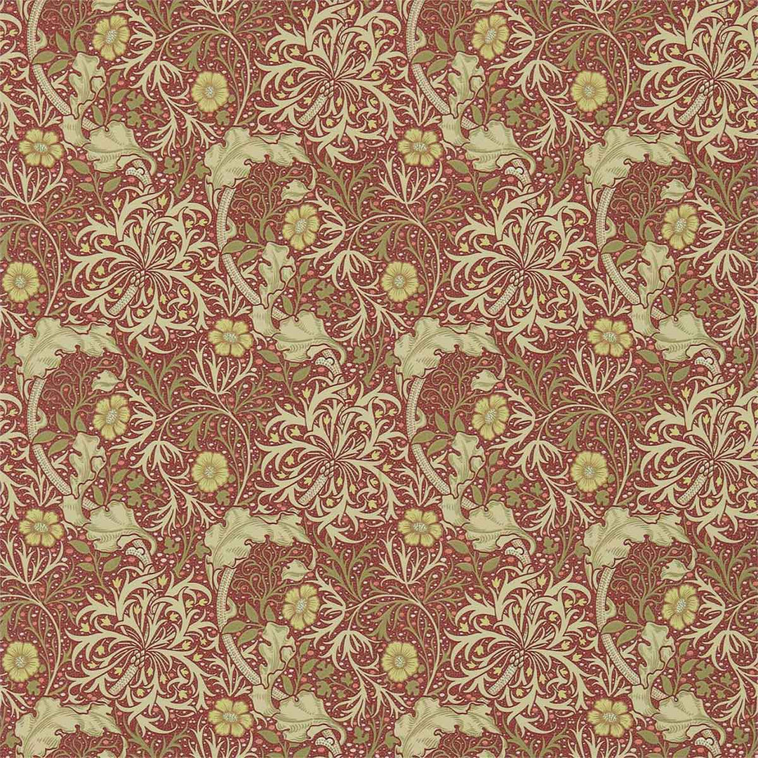 Morris And Co Morris Seaweed Wallpaper - Red & Gold - 216846 | Modern 2 Interiors