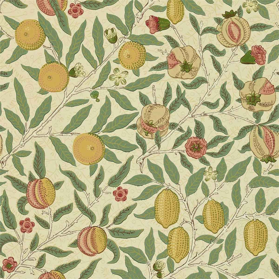 Morris And Co Fruit Wallpaper - Beige, Gold & Coral - 216859 | Modern 2 Interiors