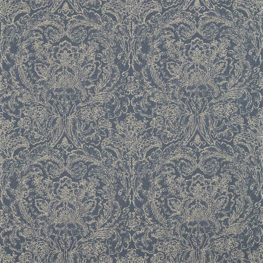 Courtney Demask Indigo Fabric by Sanderson - 236483 | Modern 2 Interiors