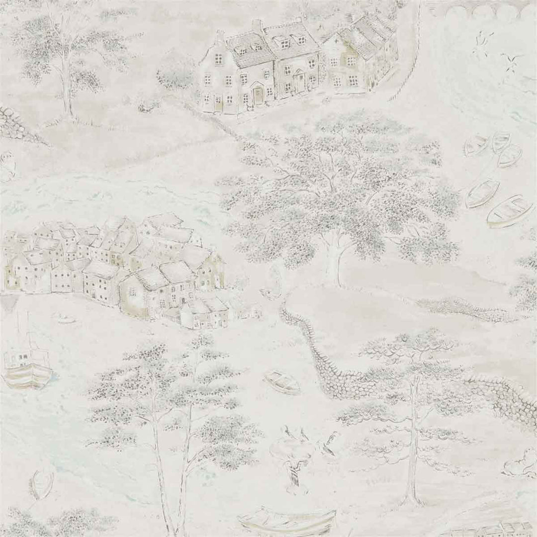 Sea Houses Chalk & Silver Wallpaper by Sanderson - 216491 | Modern 2 Interiors