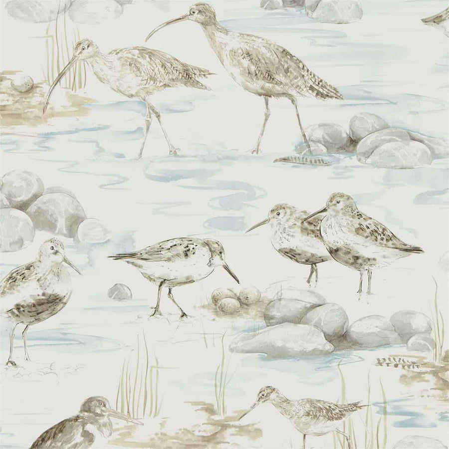 Estuary Birds Blue & Grey Wallpaper by Sanderson - 216492 | Modern 2 Interiors