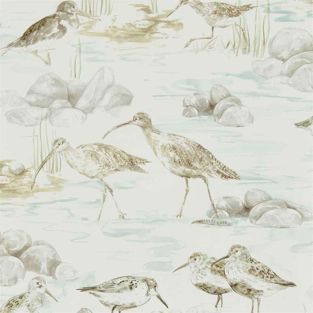 Estuary Birds Mist & Ivory Wallpaper by Sanderson - 216494 | Modern 2 Interiors
