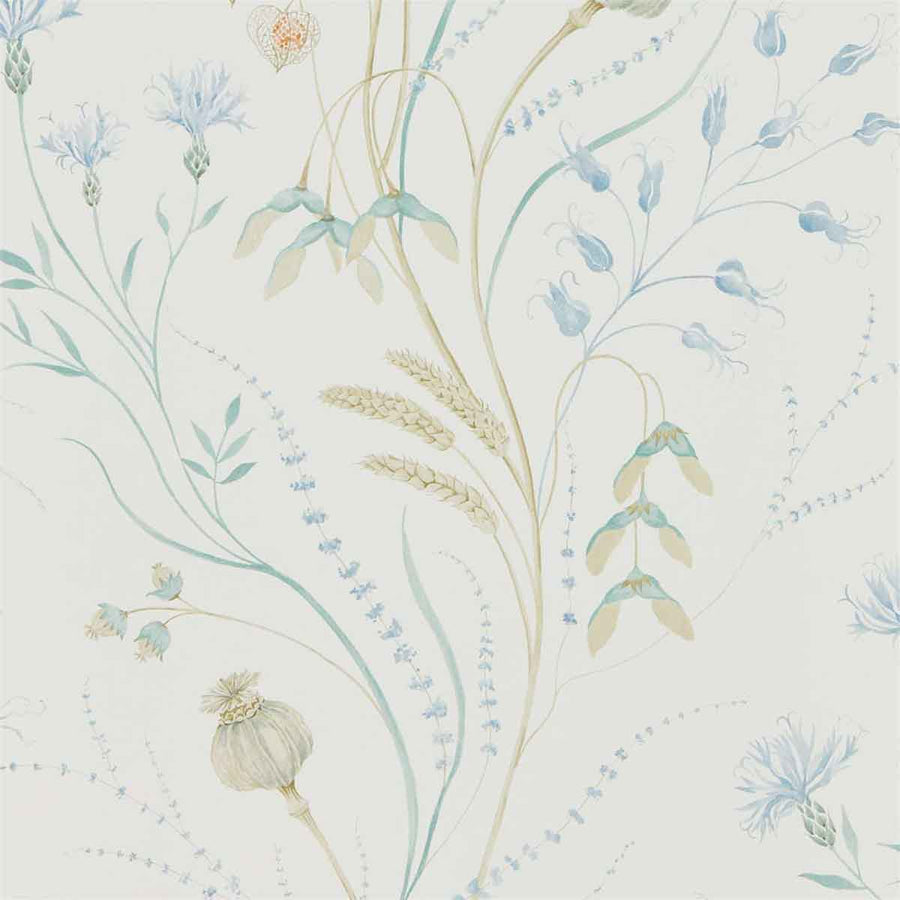 Summer Harvest Cornflower & Wheat Wallpaper by Sanderson - 216496 | Modern 2 Interiors