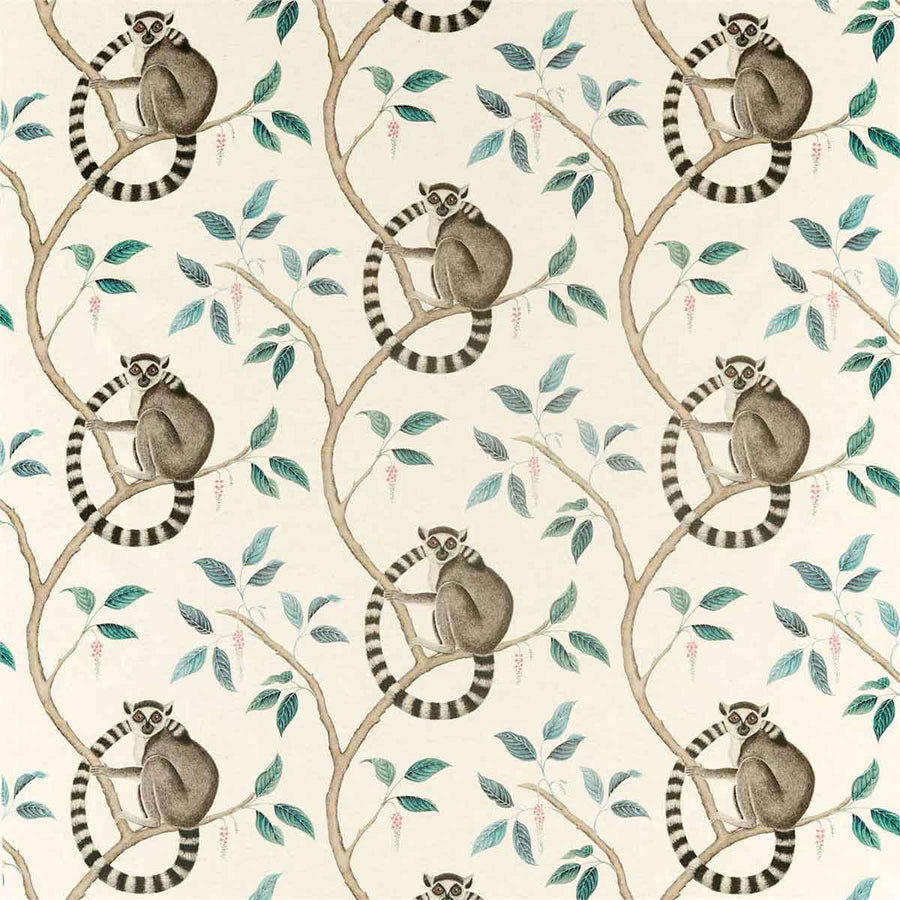 Ringtailed Lemur Grey Fabric by Sanderson - 226582 | Modern 2 Interiors