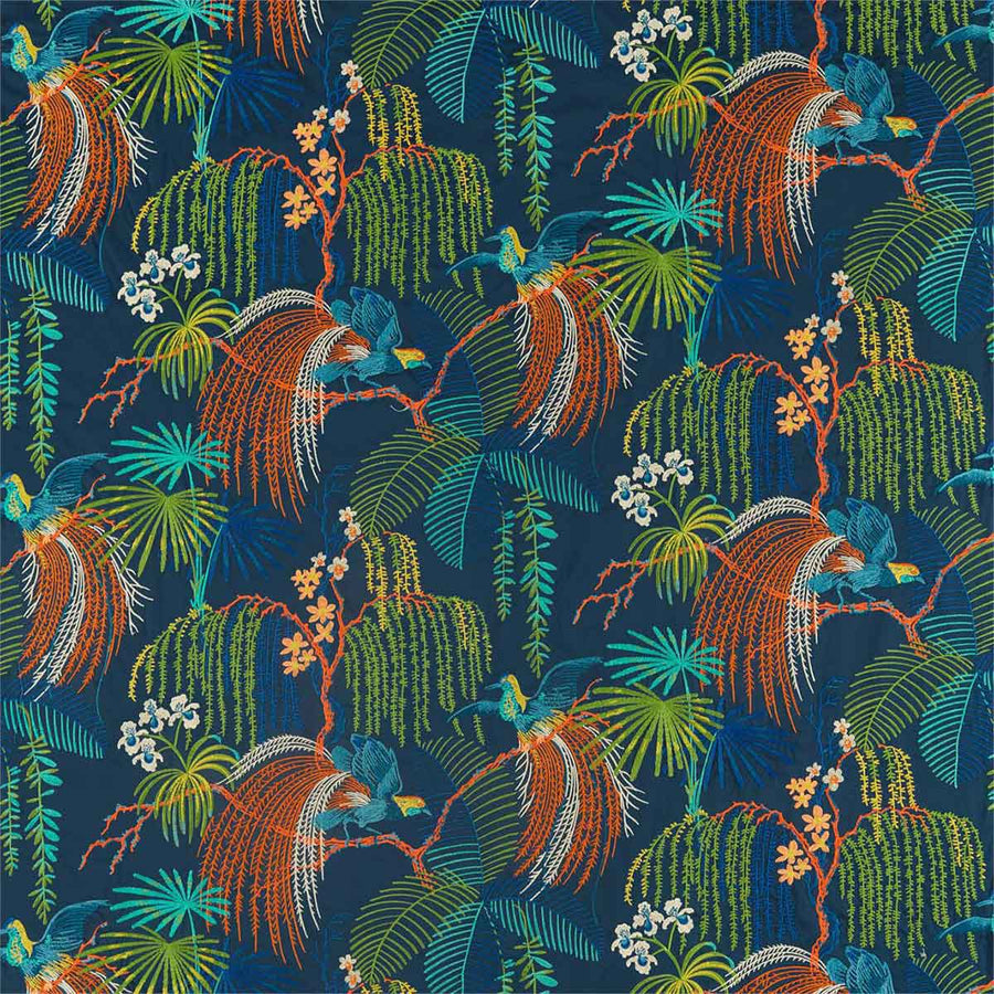 Rain Forest Embroidery Tropical Night Fabric by Sanderson - 236778 | Modern 2 Interiors