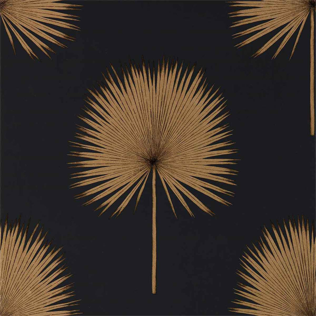 Fan Palm Charcoal & Gold Wallpaper by Sanderson - 216639 | Modern 2 Interiors