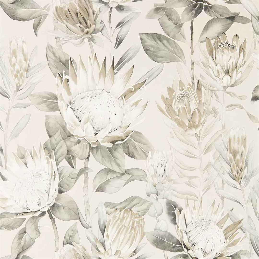 King Protea Linen & Mica Wallpaper by Sanderson - 216647 | Modern 2 Interiors