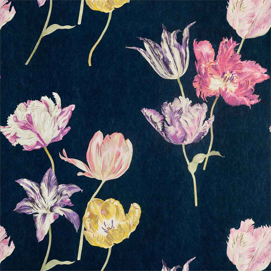 Tulipomania Ink Wallpaper by Sanderson - 216667 | Modern 2 Interiors
