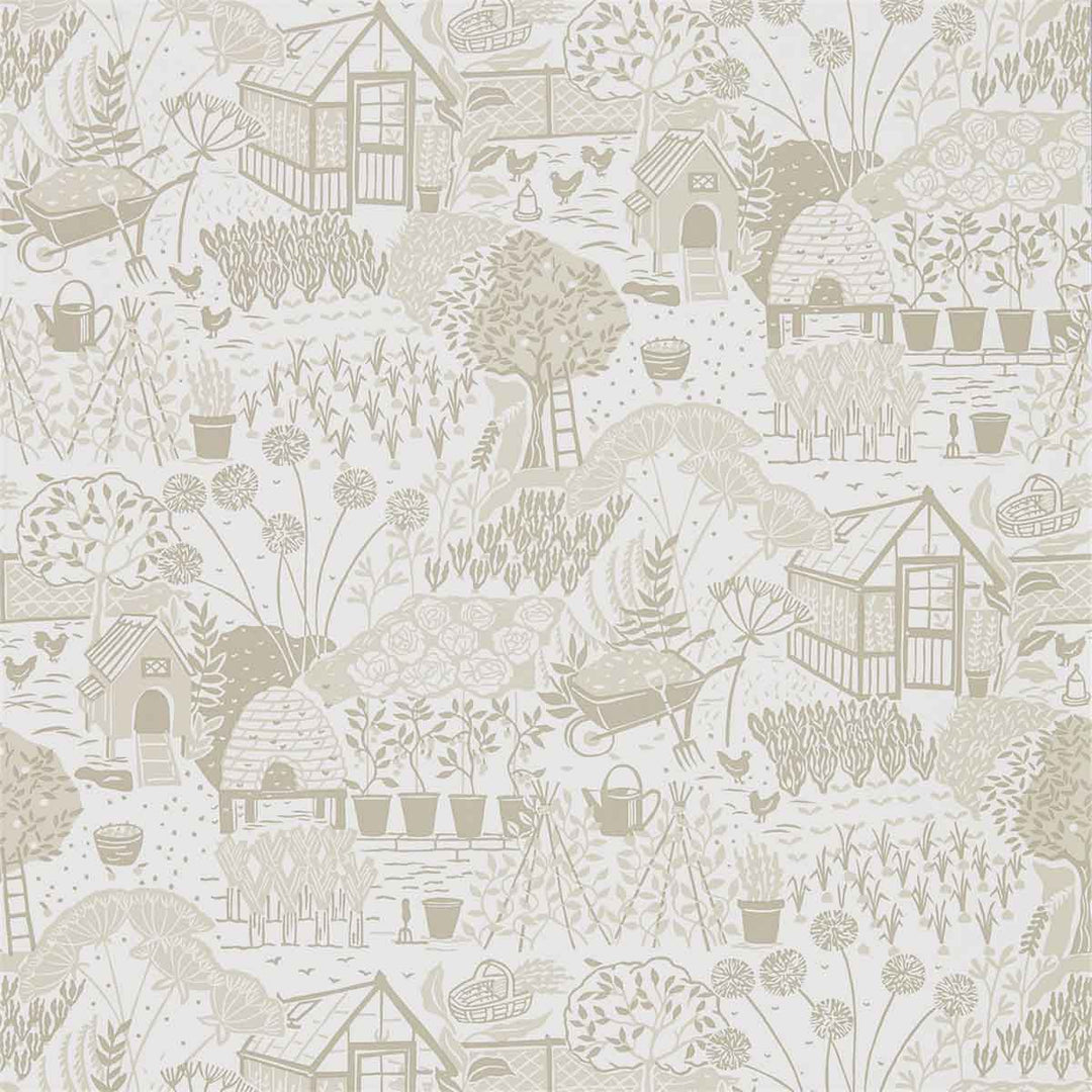 The Allotment Linen Wallpaper by Sanderson - 216353 | Modern 2 Interiors