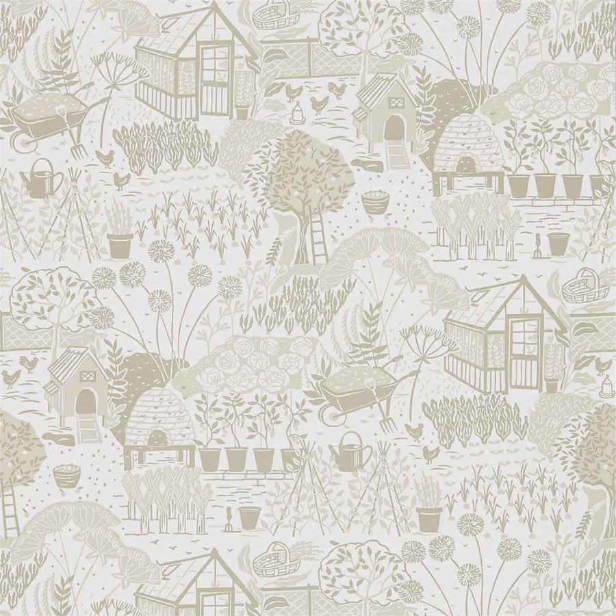The Allotment Linen Wallpaper by Sanderson - 216353 | Modern 2 Interiors