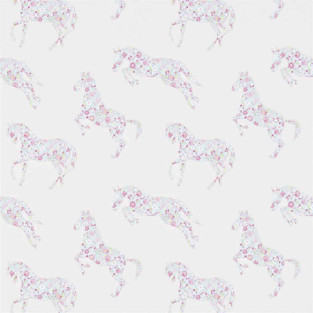 Pretty Ponies Pink & Sky Wallpaper by Sanderson - 214036 | Modern 2 Interiors