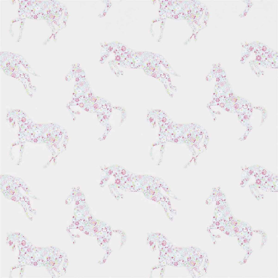 Pretty Ponies Pink & Sky Wallpaper by Sanderson - 214036 | Modern 2 Interiors