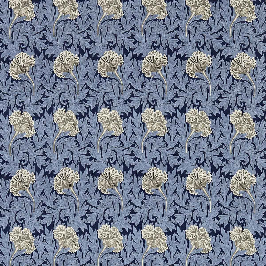 Tulip Indigo & Linen Fabric by Morris & Co - 224460 | Modern 2 Interiors