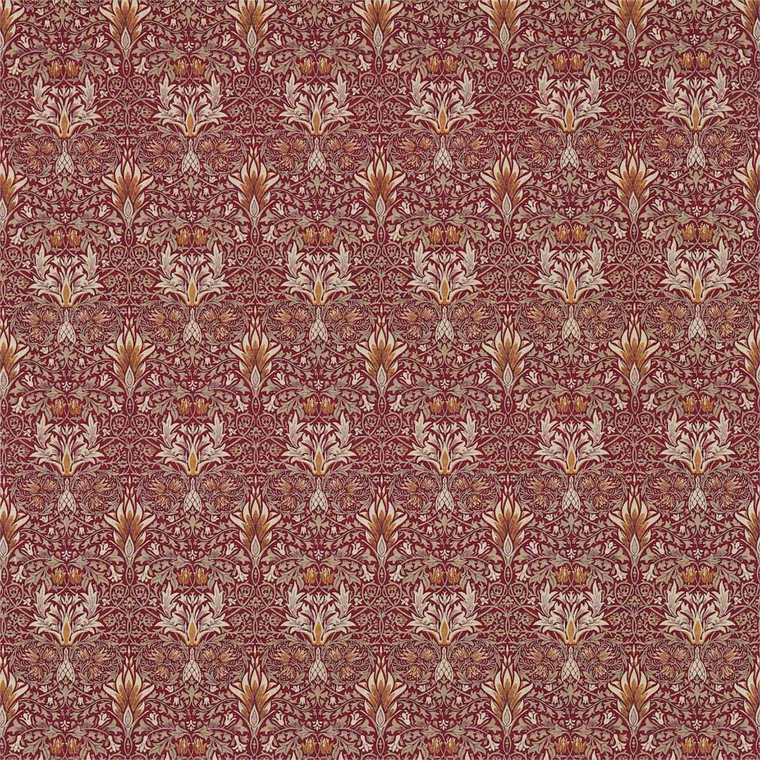 Snakeshead Claret & Gold Fabric by Morris & Co - 224467 | Modern 2 Interiors