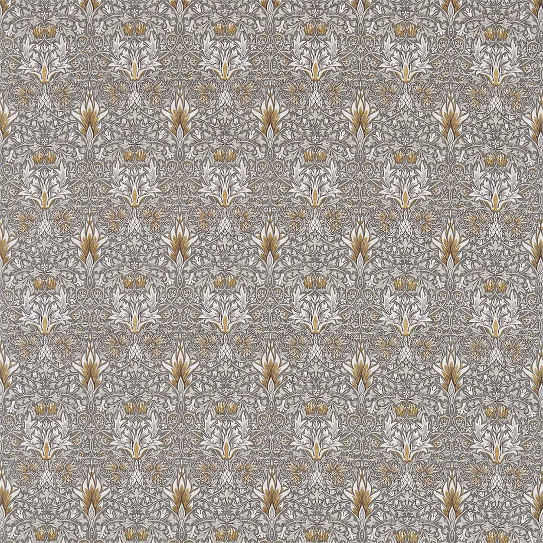 Snakeshead Pewter & Gold Fabric by Morris & Co - 224468 | Modern 2 Interiors