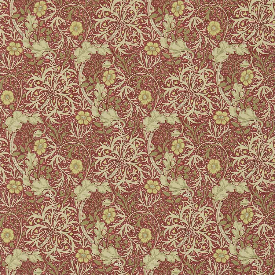 Morris And Co Morris Seaweed Wallpaper - Red & Gold - 214712 | Modern 2 Interiors