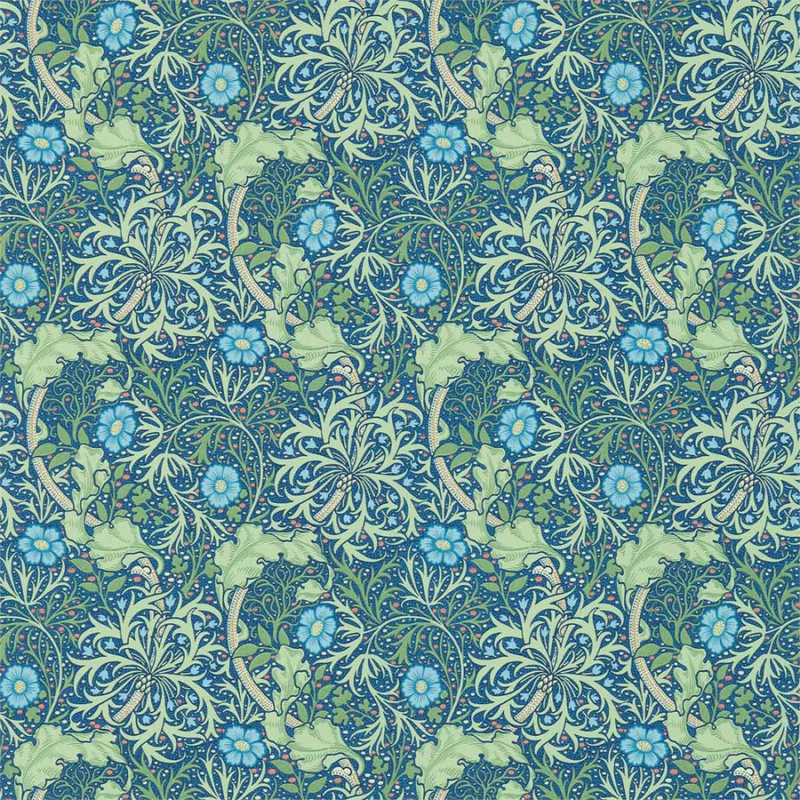 Morris And Co Morris Seaweed Wallpaper - Cobalt & Thyme - 214713 | Modern 2 Interiors