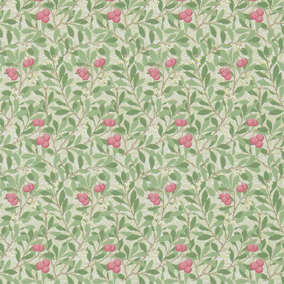 Morris And Co Arbutus Wallpaper - Olive & Pink - 214720 | Modern 2 Interiors