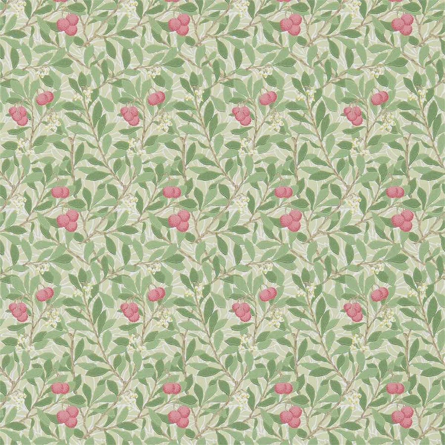 Morris And Co Arbutus Wallpaper - Olive & Pink - 214720 | Modern 2 Interiors