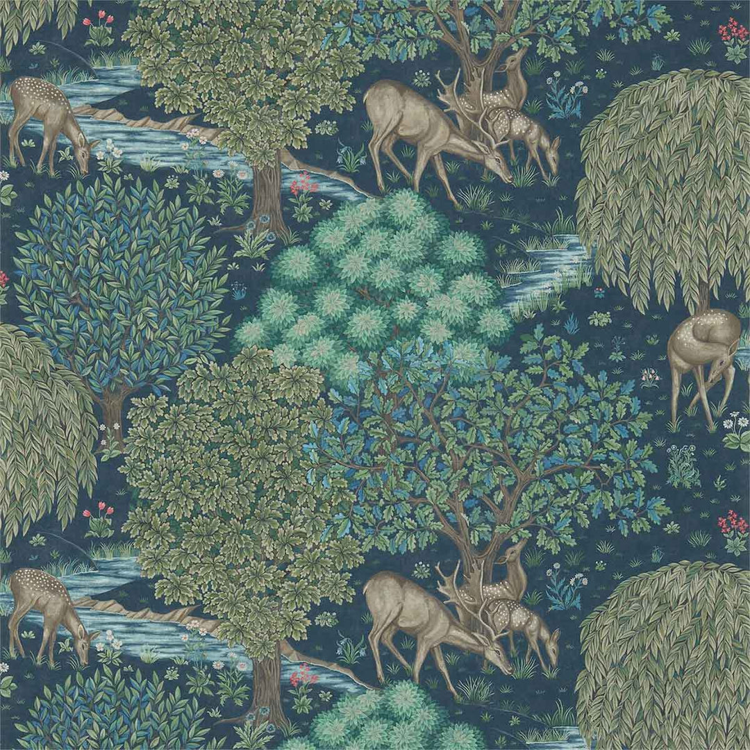 Morris And Co The Brook Wallpaper - Brook Dark Blue - 214887 | Modern 2 Interiors