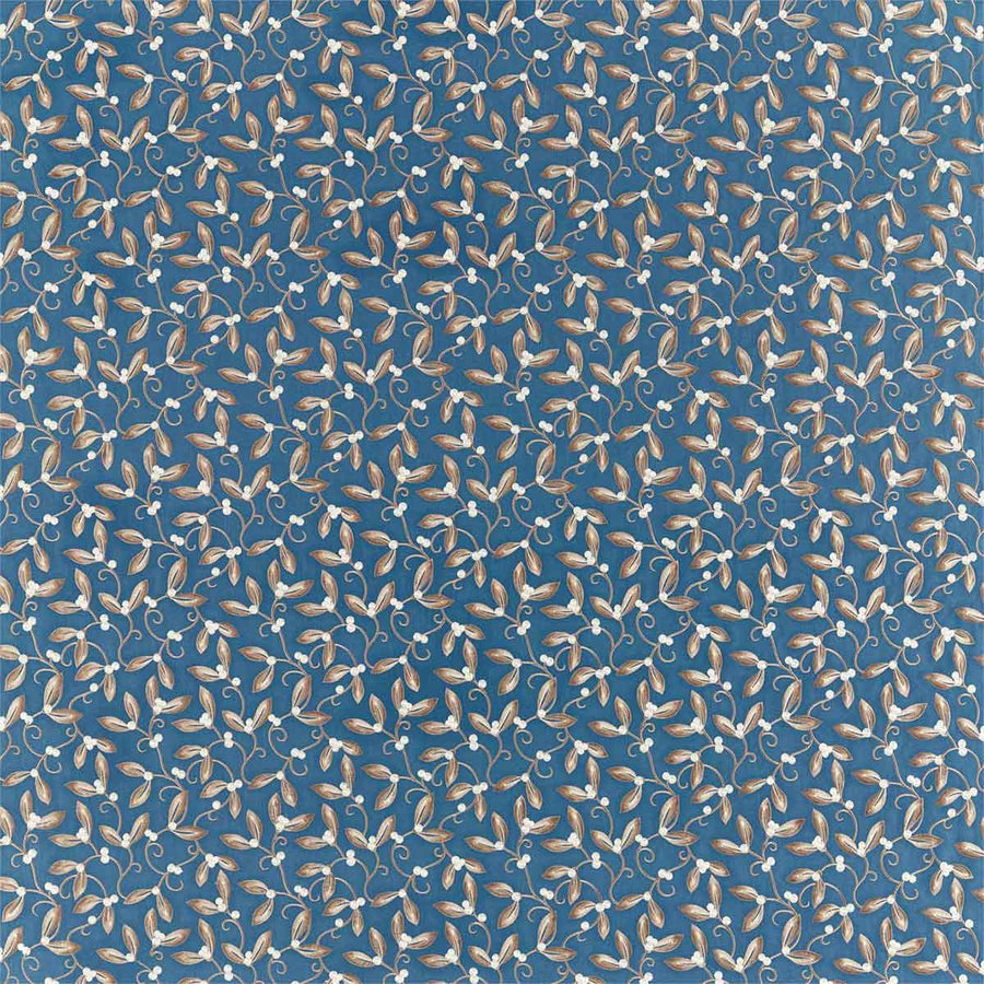 Mistletoe Embroidery May Blue Fabric by Morris & Co - 236818 | Modern 2 Interiors