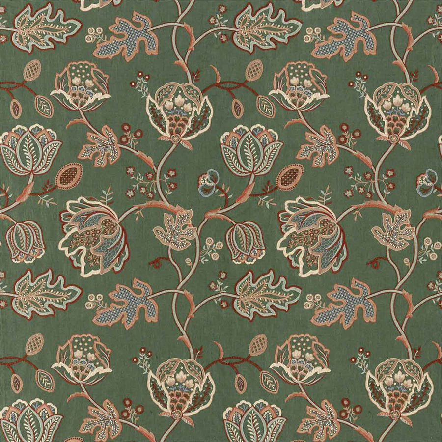 Theodosia Embroidery Bottle green Fabric by Morris & Co - 236821 | Modern 2 Interiors