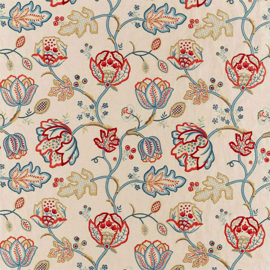 Theodosia Embroidery Wine & Indigo Fabric by Morris & Co - 236822 | Modern 2 Interiors