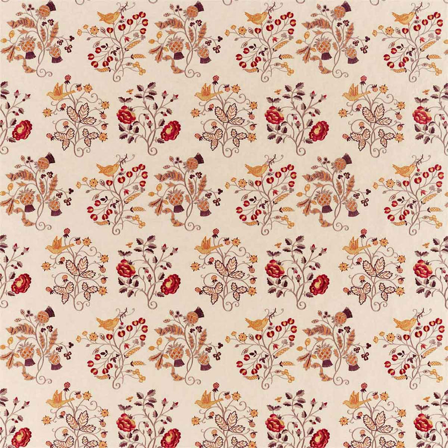 Newill Embroidery Wine & Saffron Fabric by Morris & Co - 236825 | Modern 2 Interiors