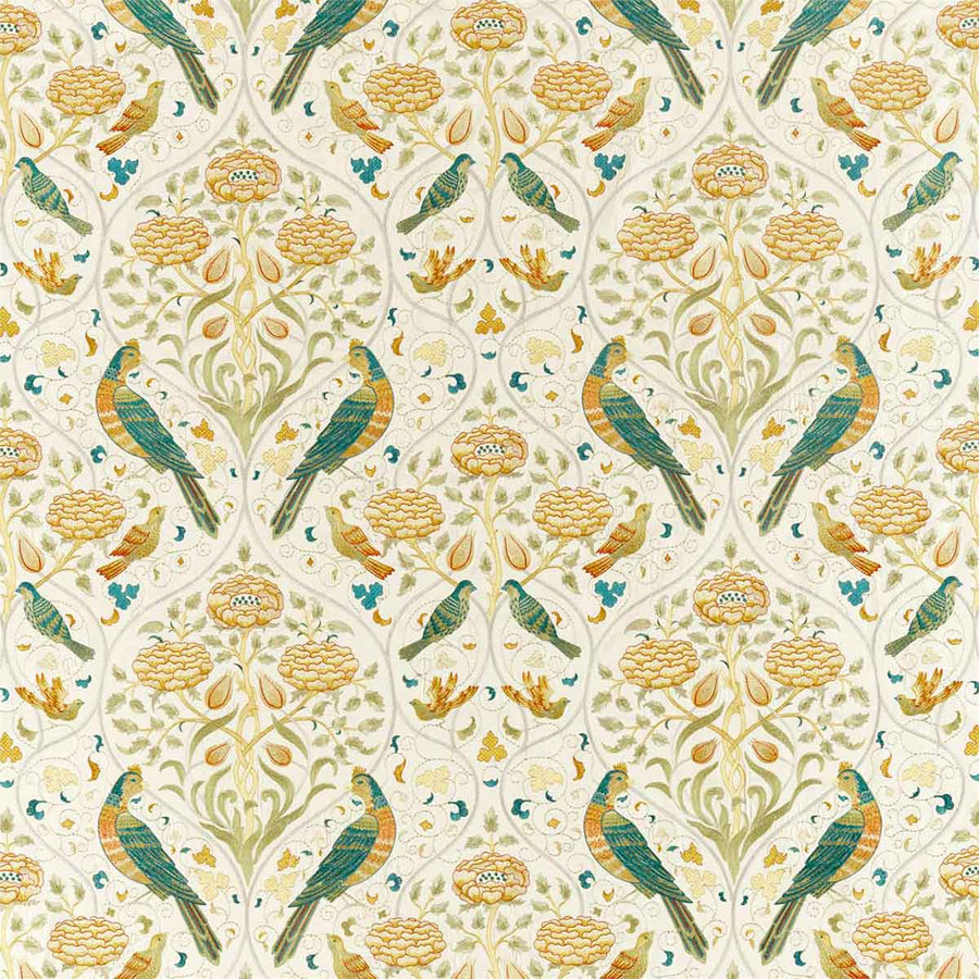 Seasons By May Embroidery Sea Glass & Brick Fabric by Morris & Co - 236826 | Modern 2 Interiors